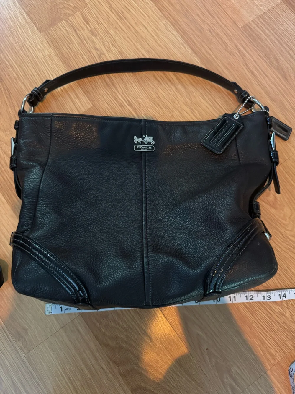 EUC Black Coach Chelsea Katarina Pebbled Leather Hobo Bag 18901 pink interior